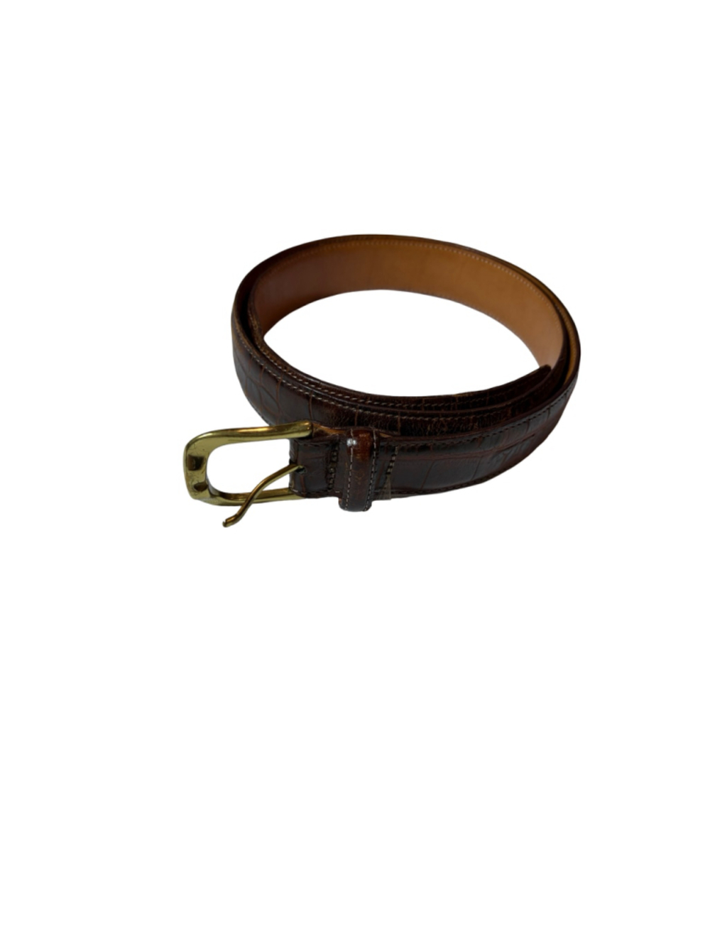 Martin Dingman Belt Mens 36 Brown Alligator Grain Italian Calfskin USA